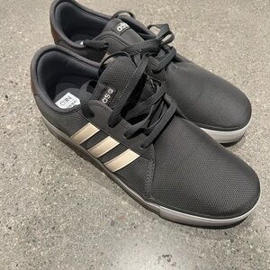 adidas Men’s Black Sneakers with Cream Three-Stripes